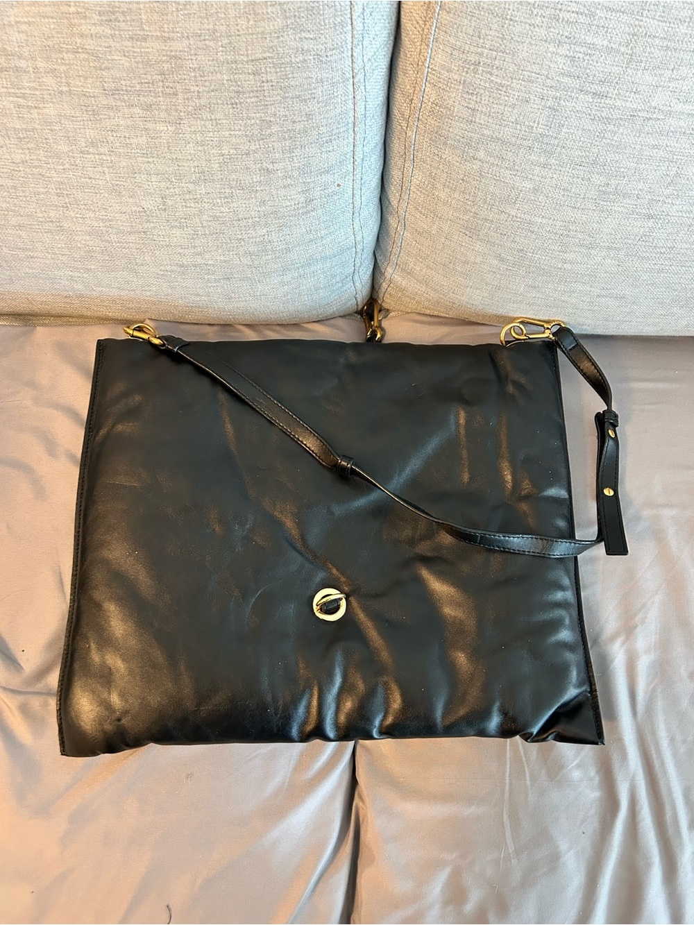 Stella McCartney Soft Fold-Over Tote / Oversized Clutch – Black